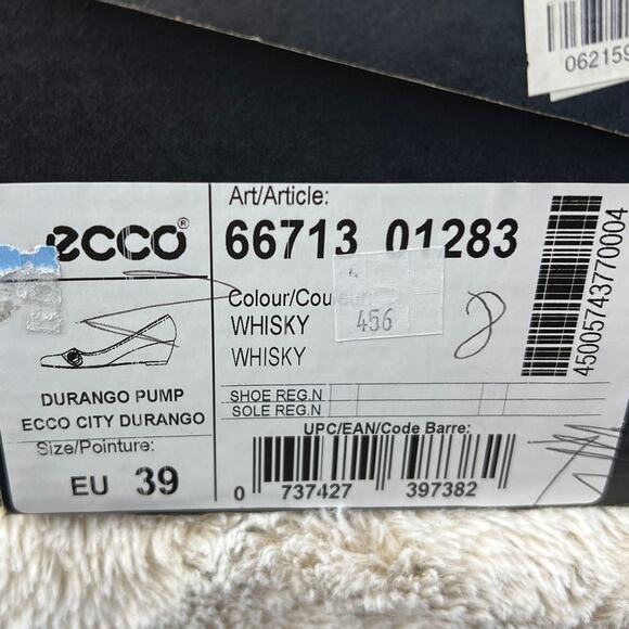 Ecco Durango Slip On Wedge Shoes Almond Toe Whiskey Leather Size 39 Comfort - Picture 10 of 10